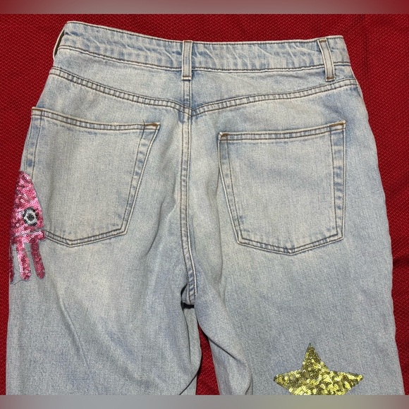 Topshop Straight Leg Jeans with Sequin Ocean Design - Multicolor - Picture 10 of 10